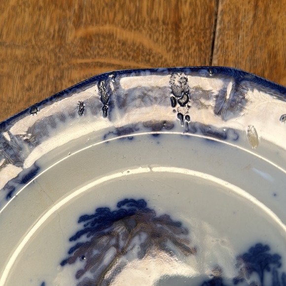 ANTIQUE IRONSTONE FLOW BLUE PLATE RHONE PATTERN, T.F. & CO. THOMAS FELL & CO. - Picture 2 of 5